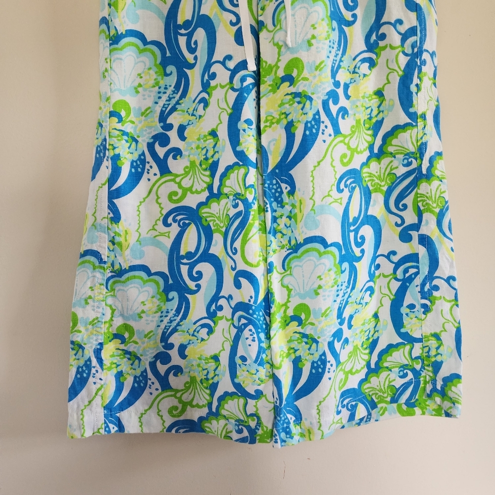 Lilly Pulitzer The Beach Pant Linen Crystal Coast Blue Green Linen Size XS - Picture 4 of 11